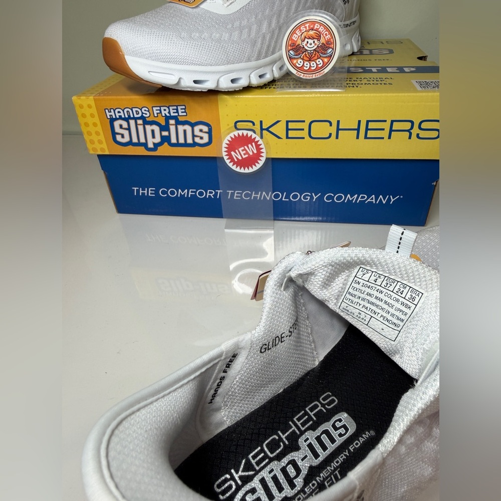 Skechers - Size 7 Wide - Women Slip ins Tranquility White Shoes - New - Picture 8 of 10